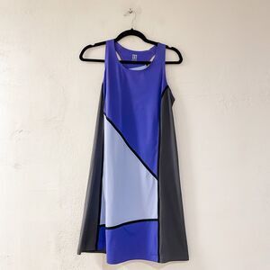 Title Nine Sleeveless Geometric Diamalete Athletic Dress in Purple Gray Medium